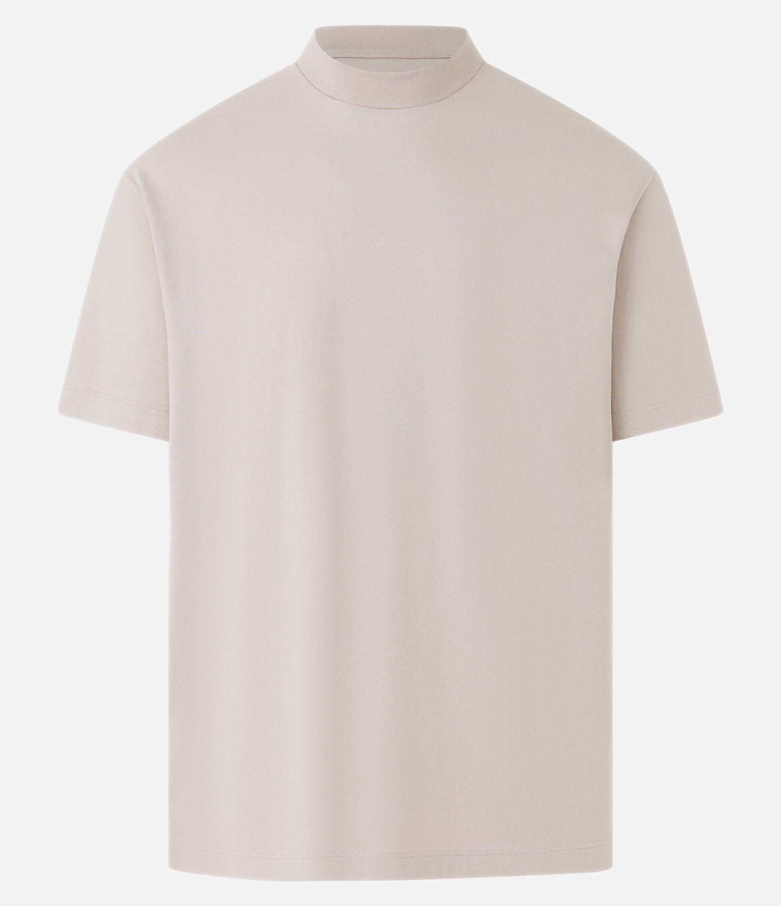 Camiseta Relaxed em Algodão Peruano com Gola Média Bege 4