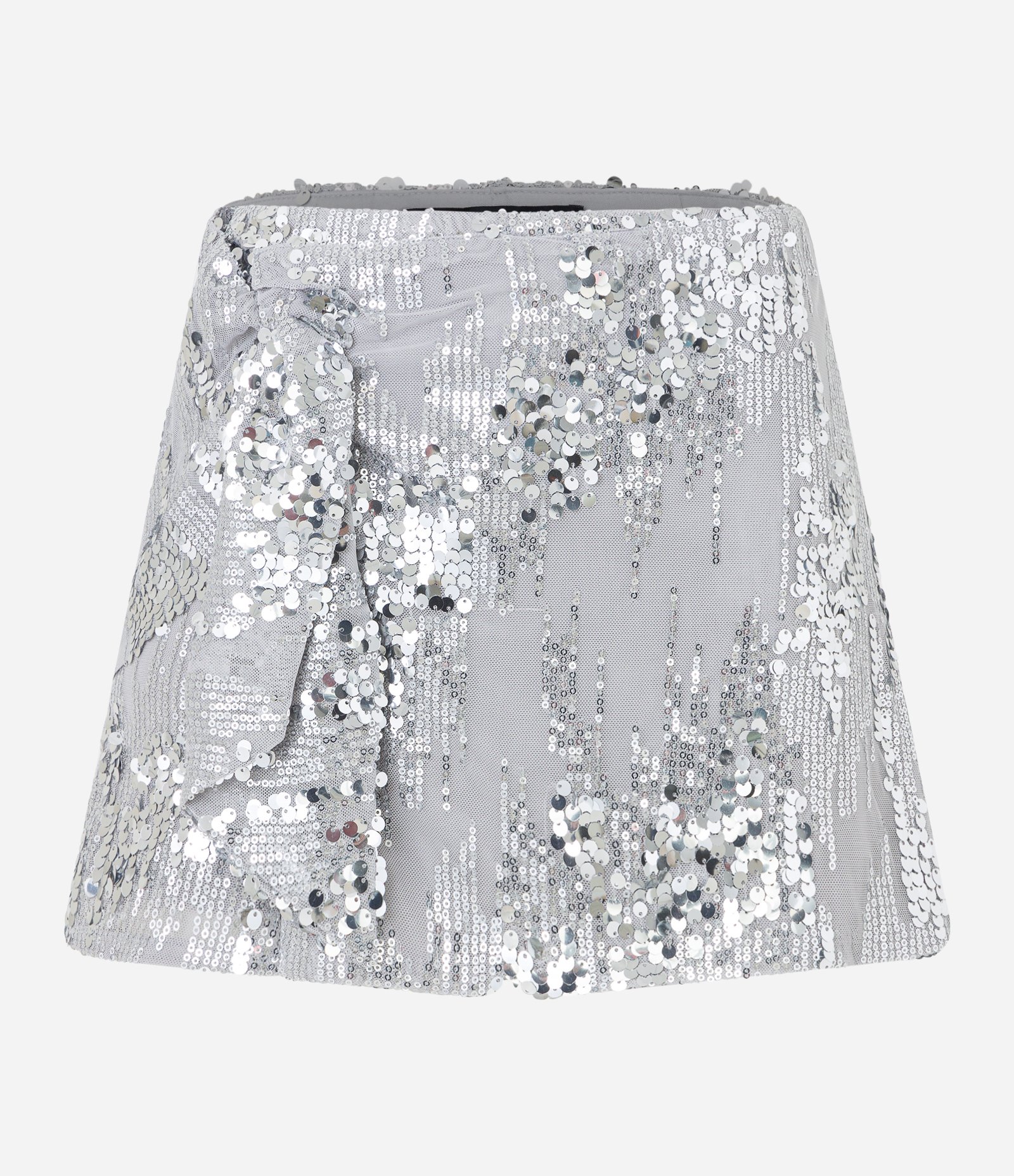 Short Saia Curto em Paetê Metalizado com Amarração Prata 5