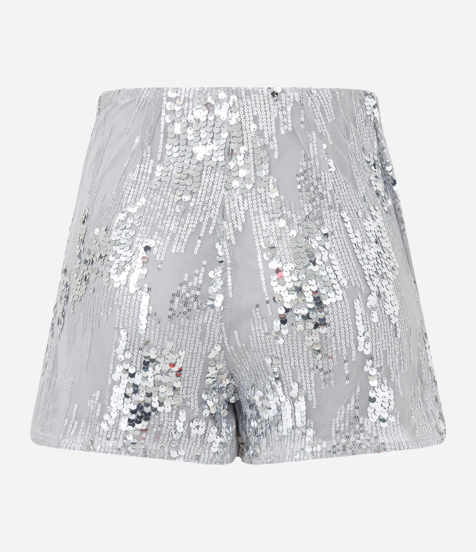 Short Saia Curto em Paetê Metalizado com Amarração Prata 7
