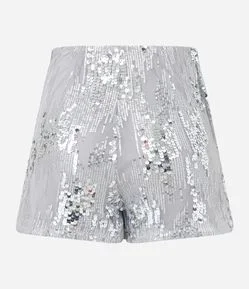 Short Saia Curto em Paetê Metalizado com Amarração