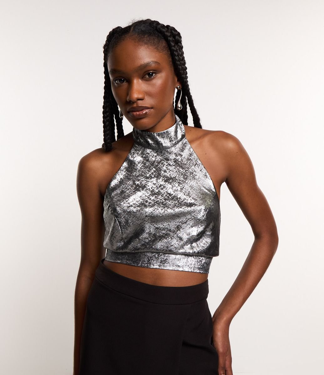 Capras カプラス ARTISTA ACX Ephemera 8'4 #4 Blusa Cropped Texturizada com Lastex e Estampa Floral Off White