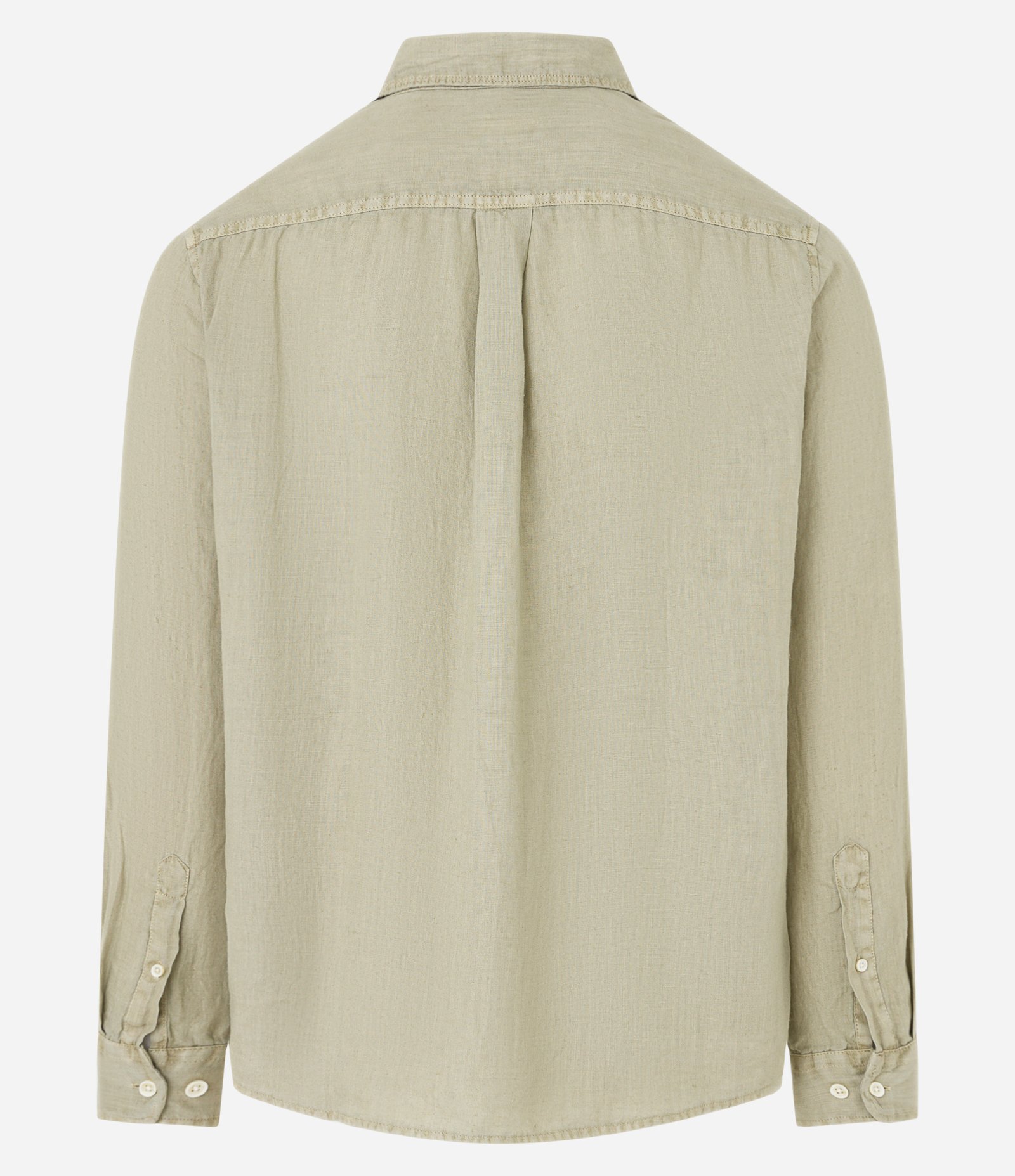 Camisa Comfort em Linho Puro e Gola com Lapela Verde Acinzentado 7