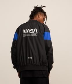 Jaqueta Bomber em Microfibra com Estampa NASA