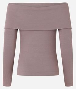 Blusa Ombro a Ombro em Ribana com Dobra Sobreposta