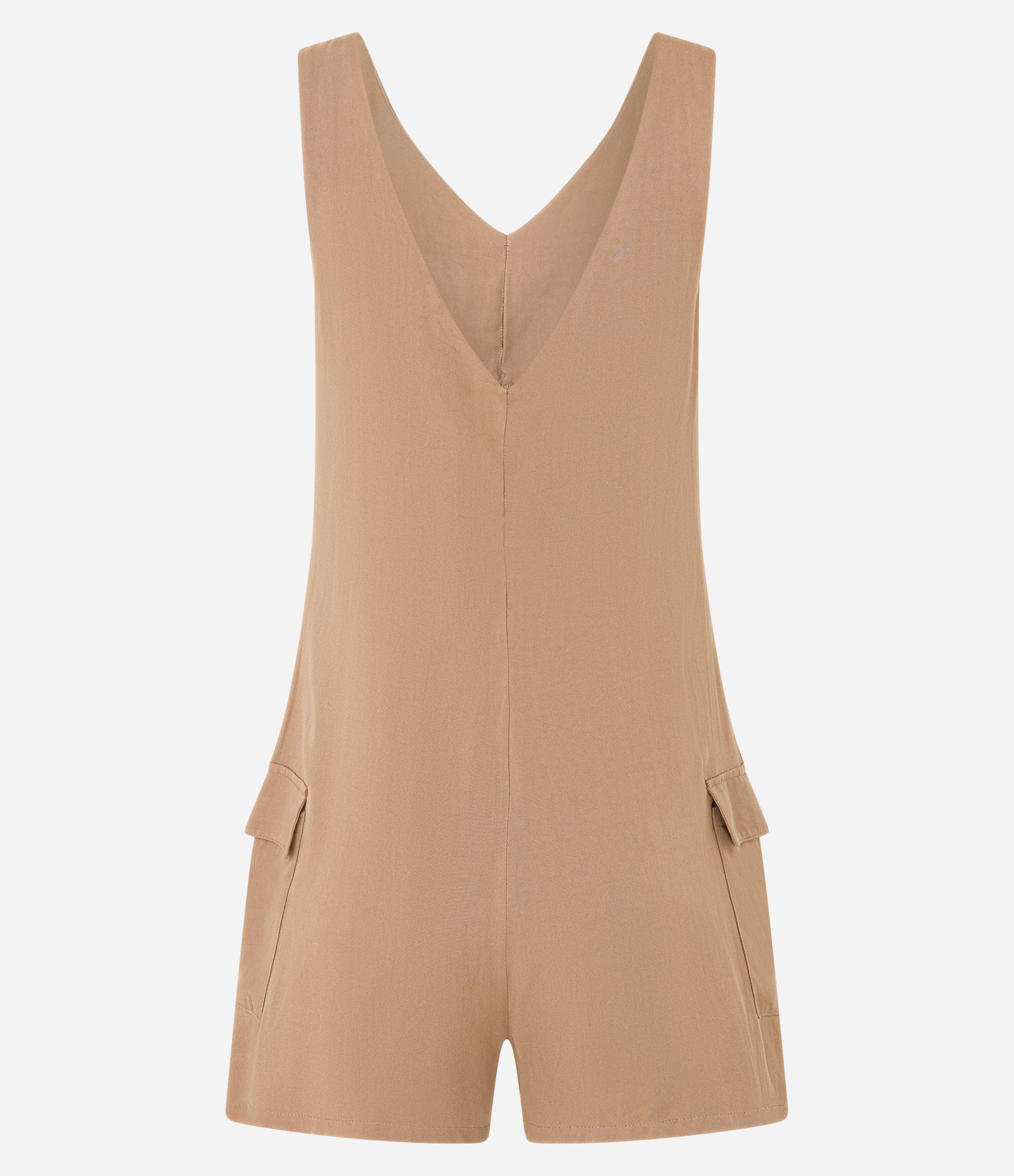 Macaquinho em Viscose com Bolsos Laterais Bege 2