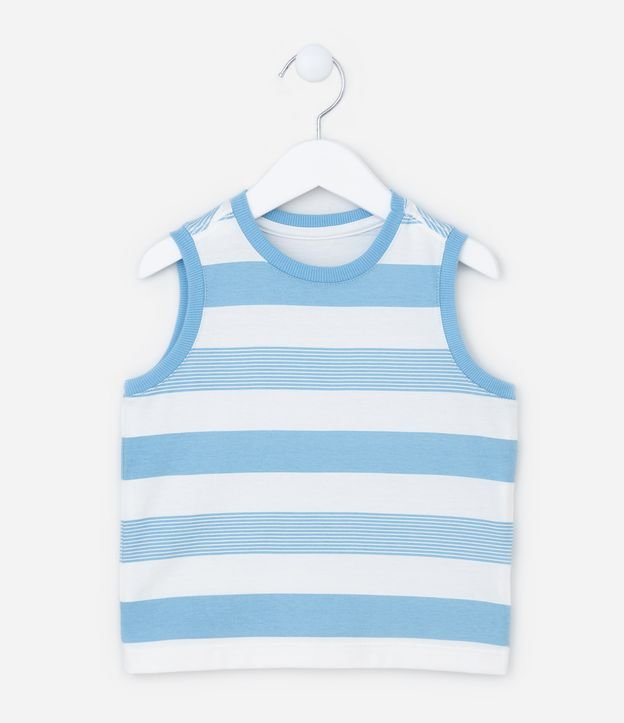 Camiseta Regata Comfort Infantil Estampa Listras - Tam 1 a 4 anos