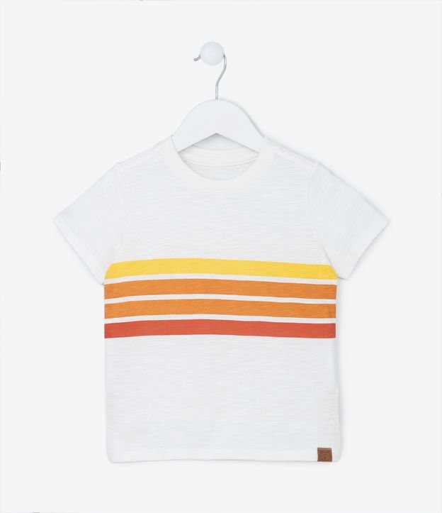 Camiseta Infantil em Flamê Estampa Listras - Tam 1 a 5 anos