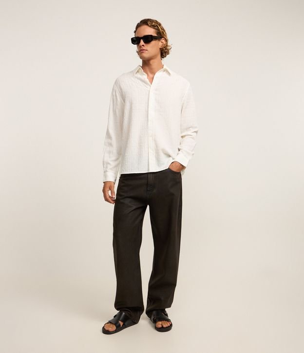 Camisa com Manga Longa e Textura em Alto Relevo