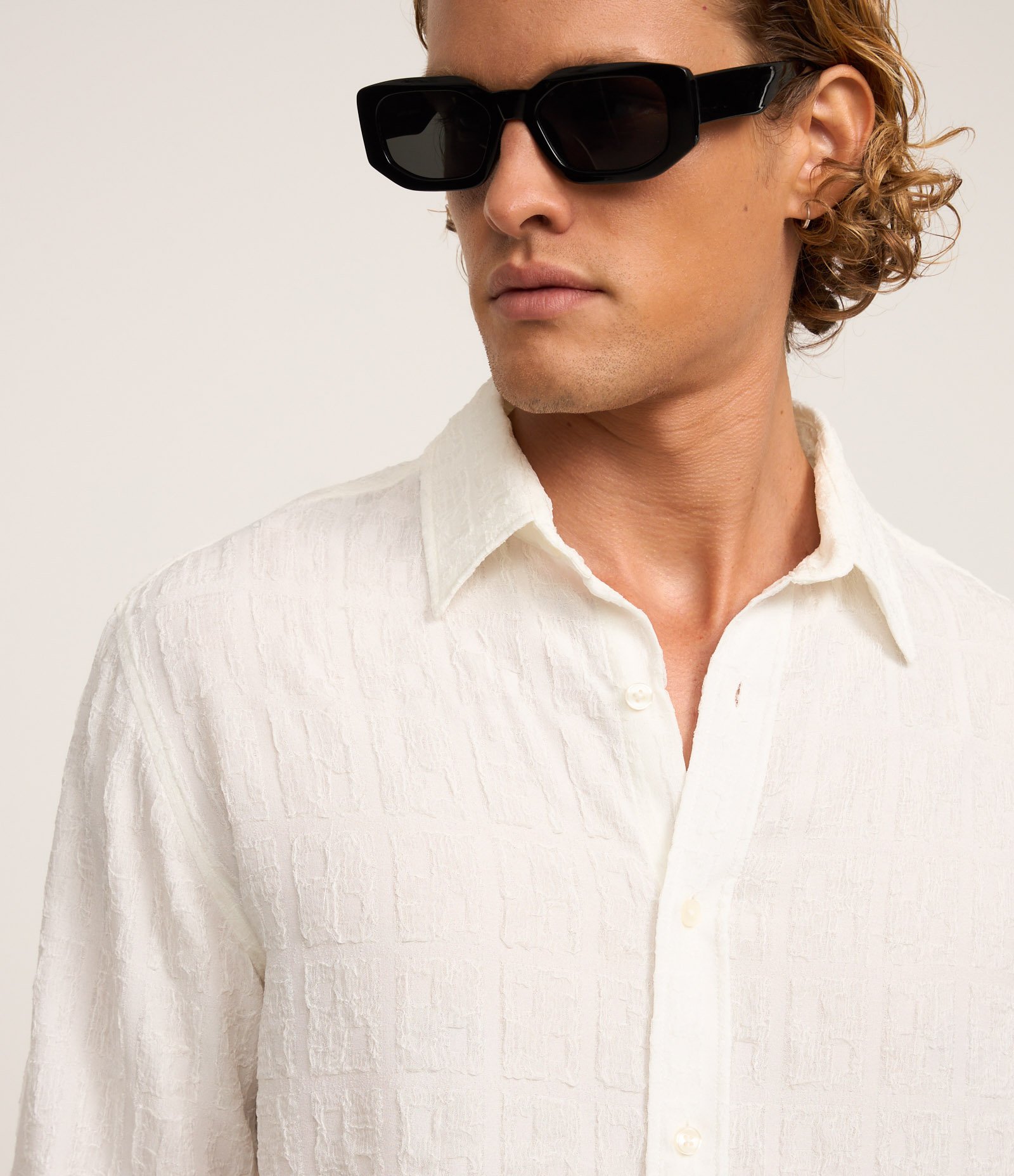 Camisa com Manga Longa e Textura em Alto Relevo Branco 4