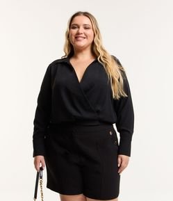 Blusa em Crepe com Decote V Transpassado Curve & Plus Size