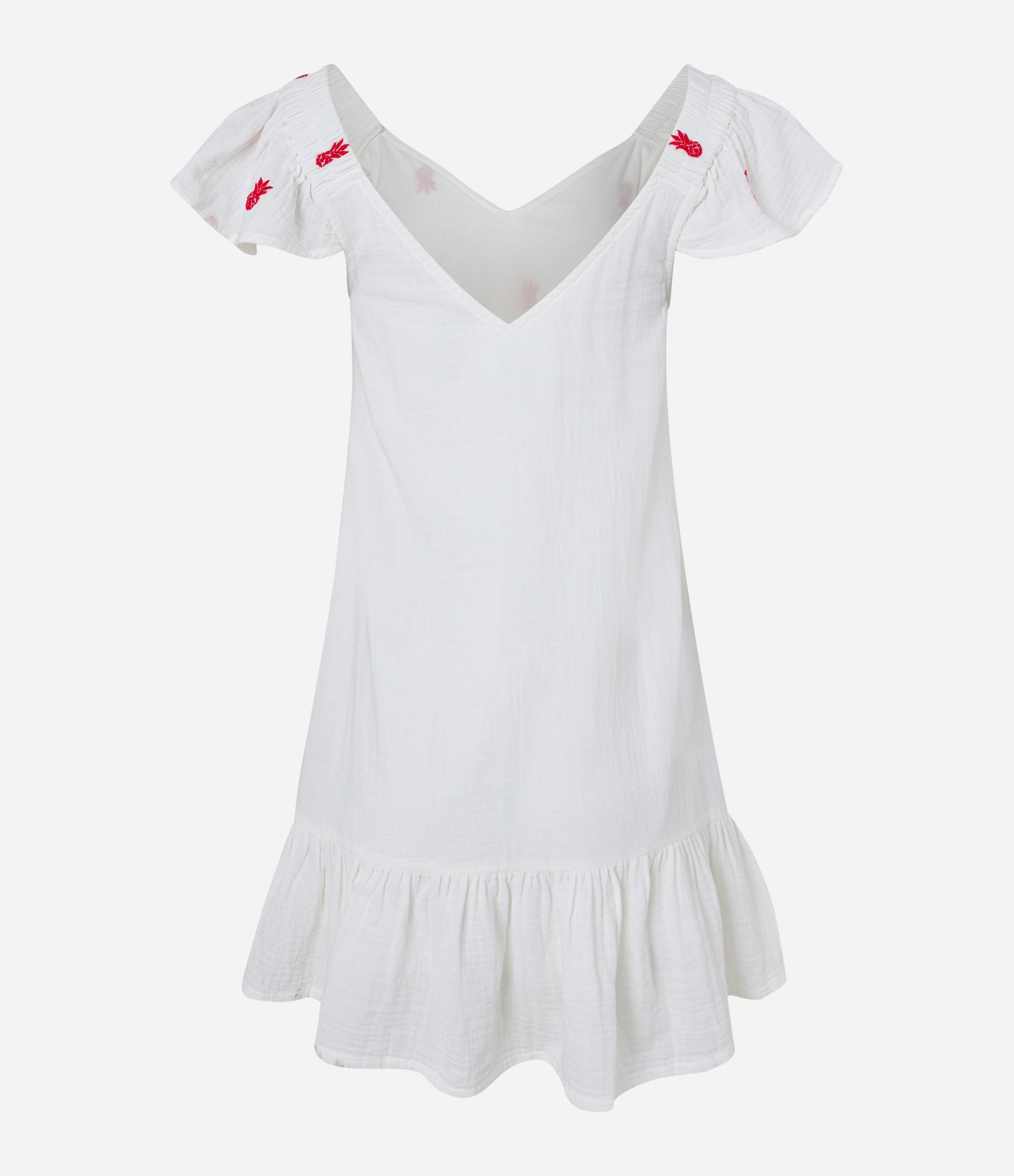 Vestido com Babadinho e Bordadinho Abacaxi Branco 8