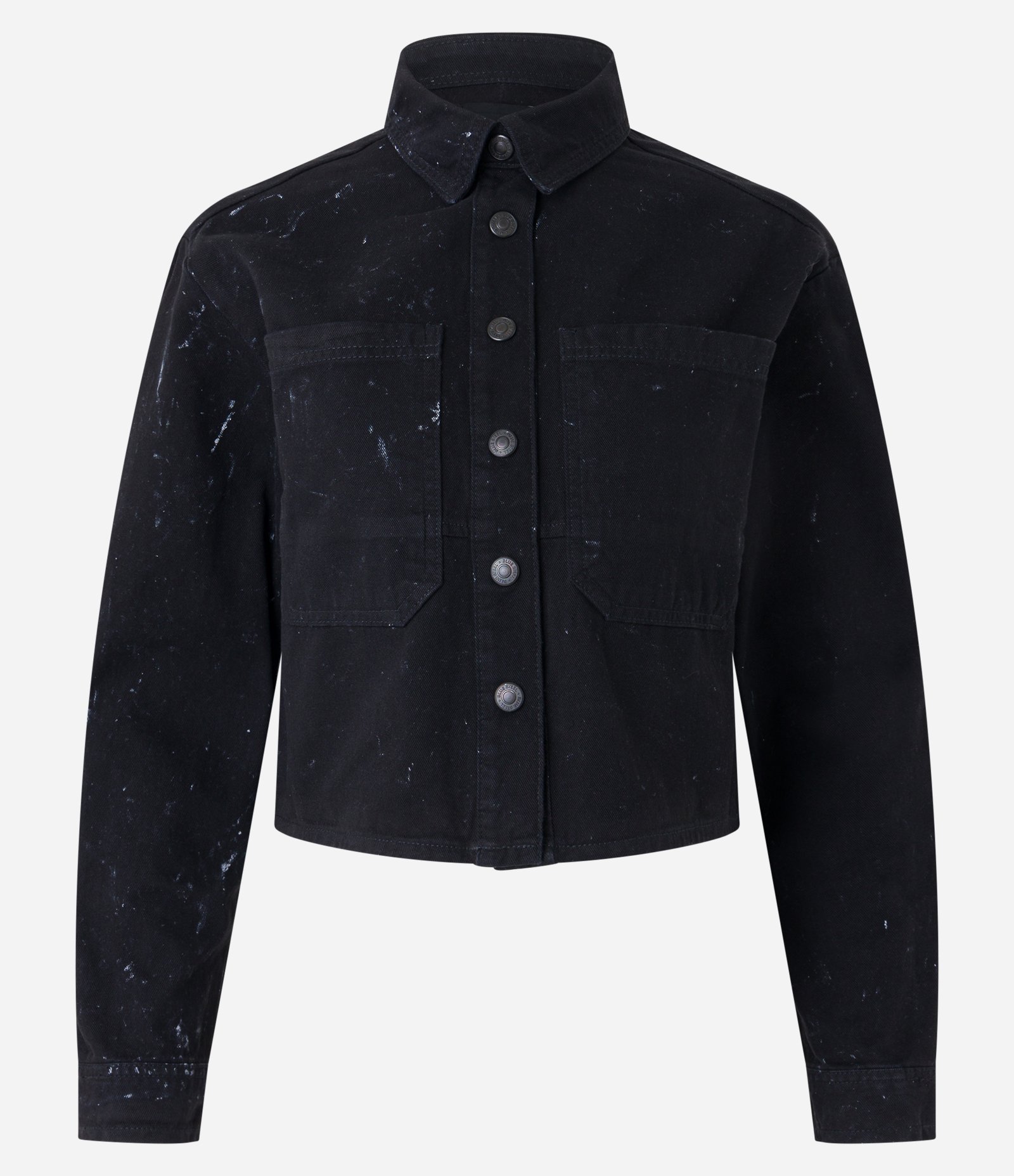 Jaqueta Cropped em Sarja com Manchinhas Preto 5