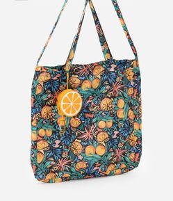 Sacola de Compras com Estampa de Laranja
