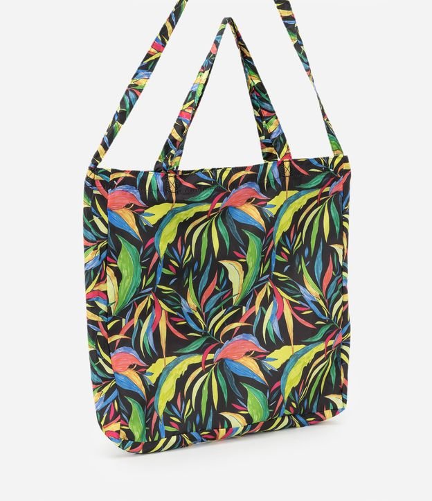 Sacola de Compras com Estampa de Folhas