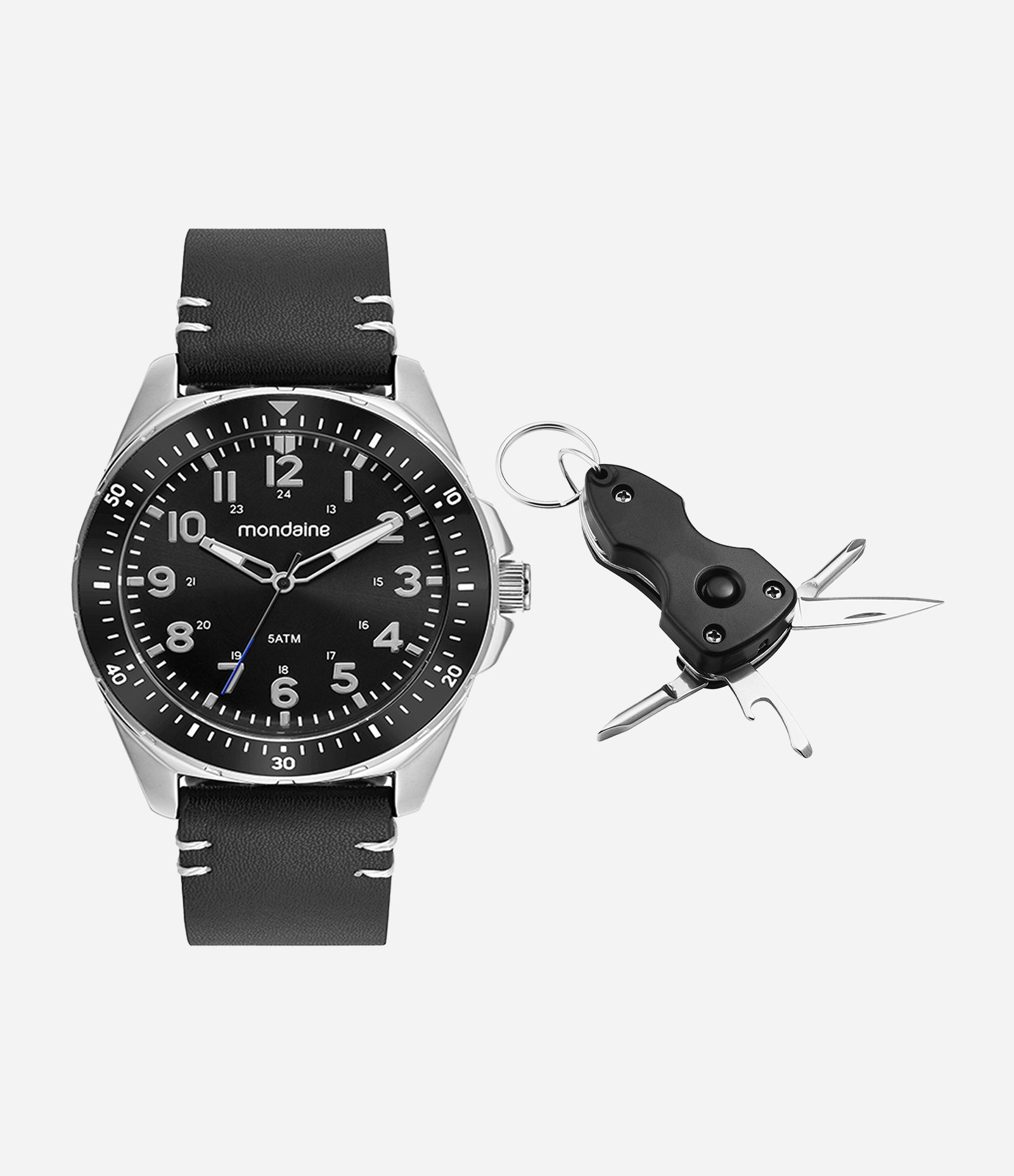 Kit Relógio Mondaine Masculino Analógico Preto 5