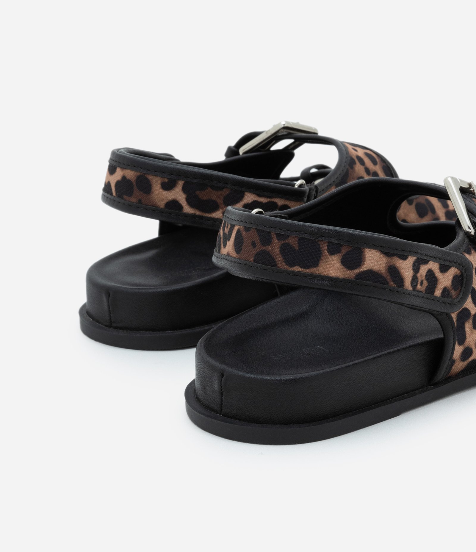 Sandália Rasteira Sport Sandal com Fivelas e Estampa Animal Print Preto 3