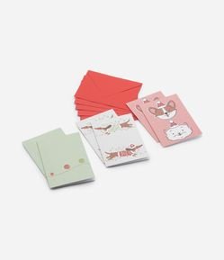 Conjunto Cartões e Envelopes com Estampa do Animais Natalinos
