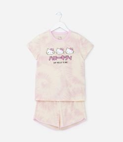 Pijama Infantil Curto em Algodão Estampa Hello Kitty - Tam 5 a 14 anos