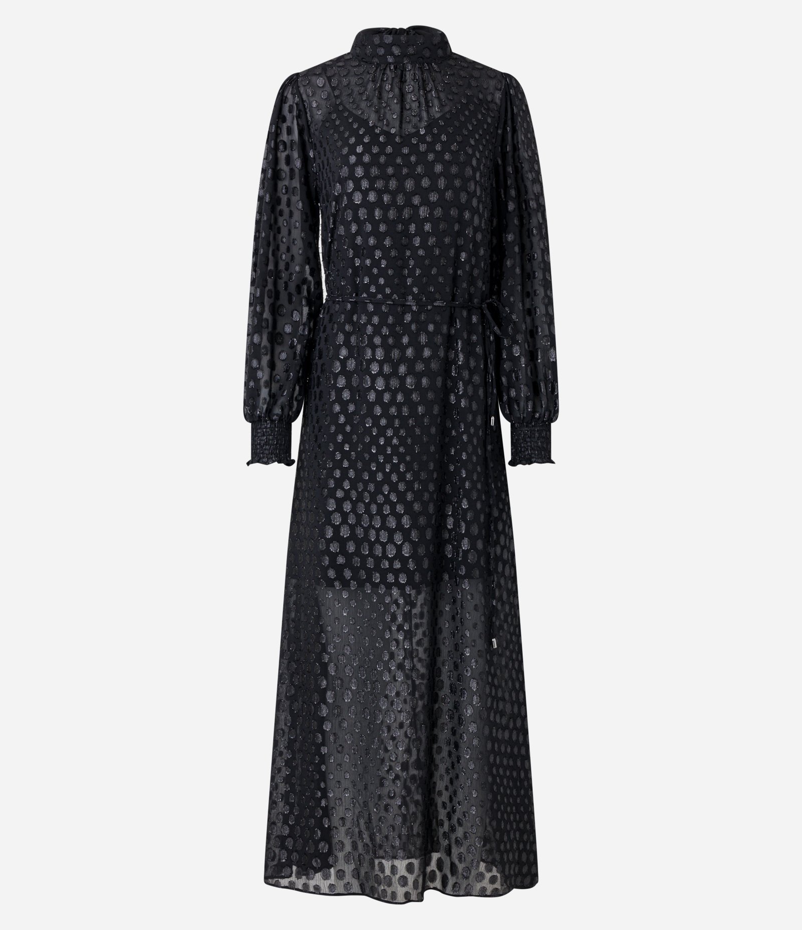 Vestido Longo em Chiffon com Punho de Lastex e Laço nas Costas Preto 5