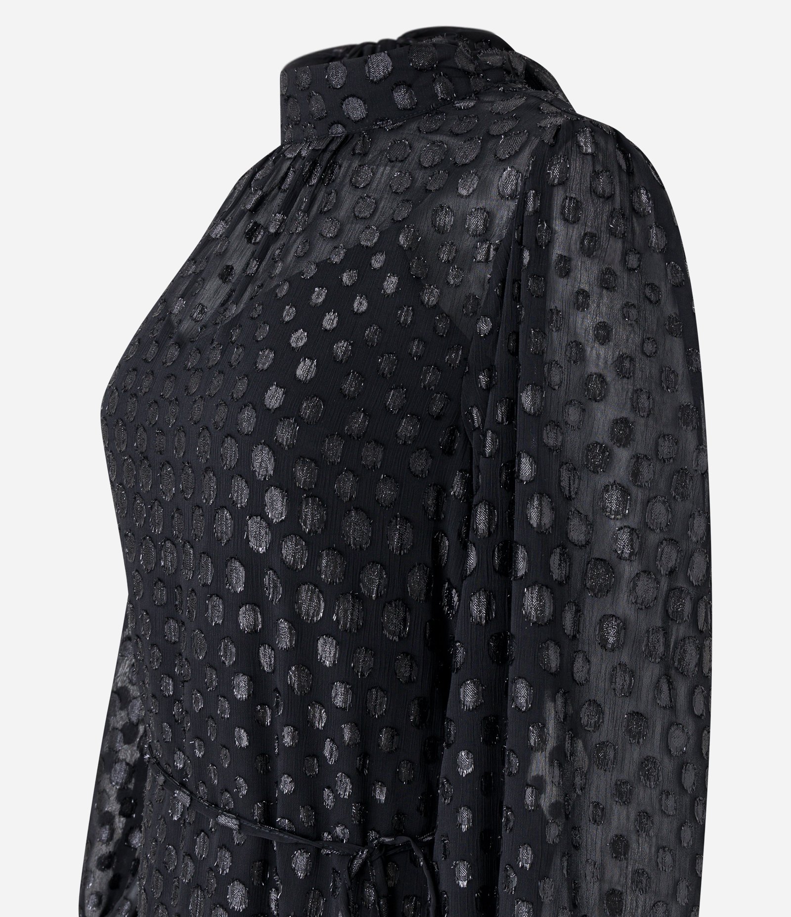 Vestido Longo em Chiffon com Punho de Lastex e Laço nas Costas Preto 6