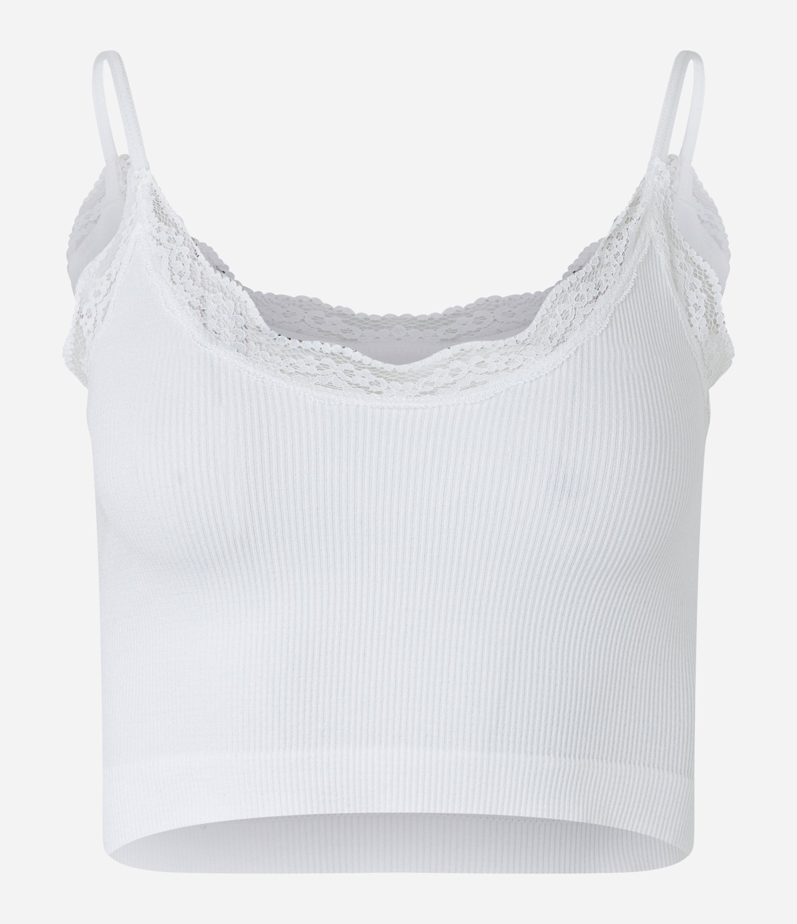 Blusa de Pijama Seamless com Alças Reguláveis e Renda no Decote Branco Neve 5