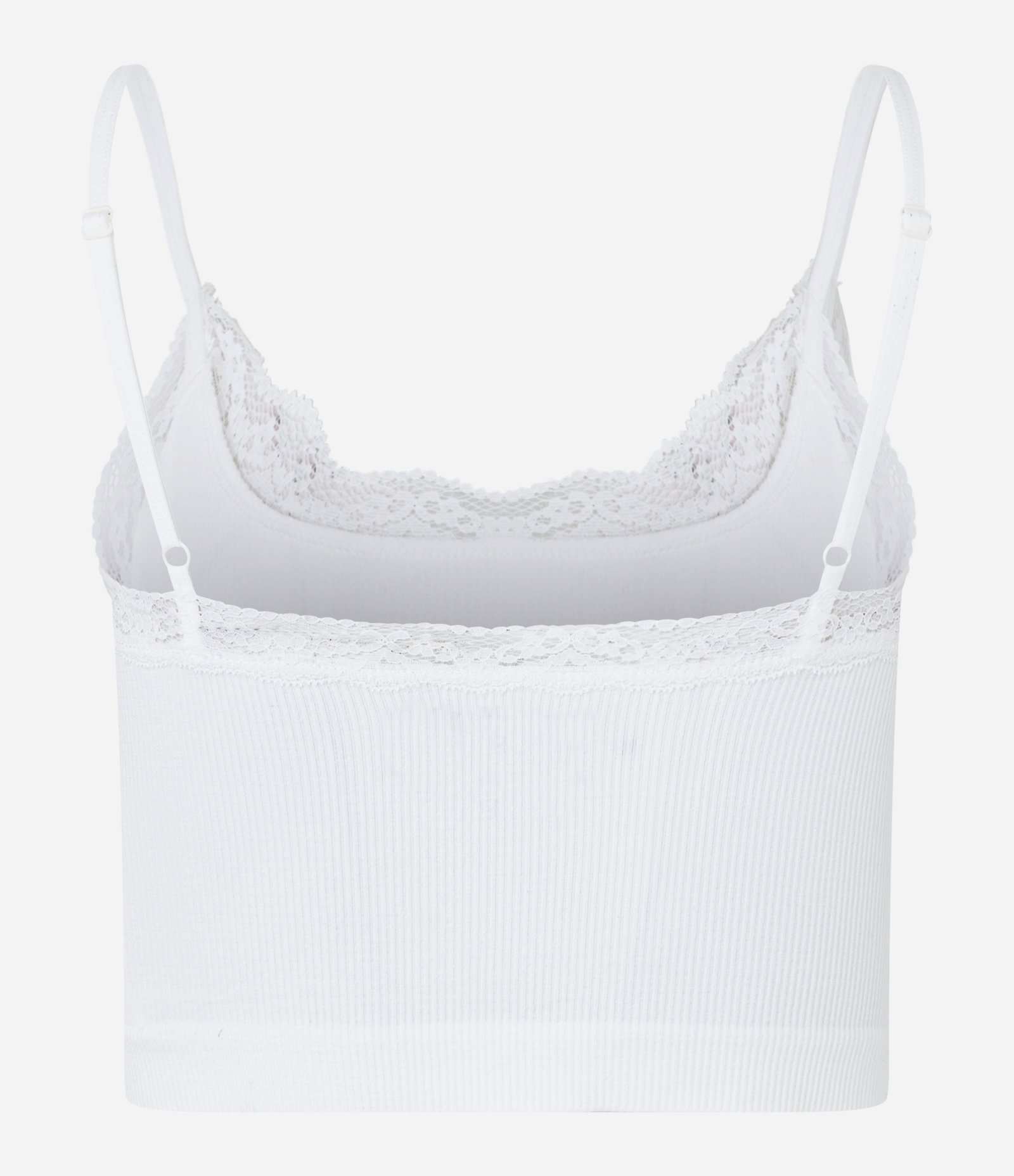 Blusa de Pijama Seamless com Alças Reguláveis e Renda no Decote Branco Neve 7