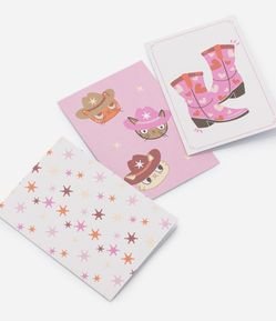 Conjunto Cartões e Envelopes com Estampa Cowgirl