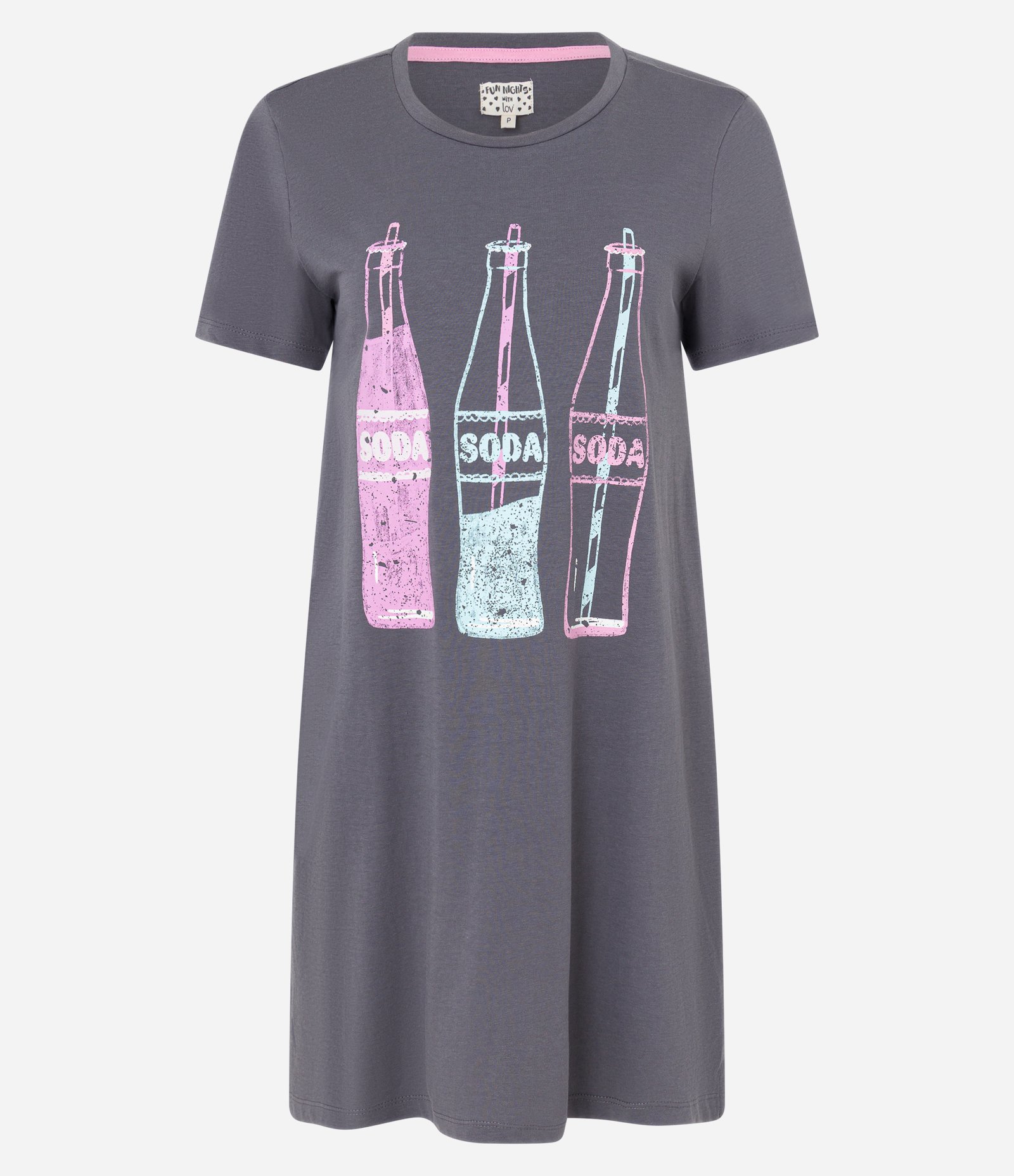 Camisola Curto Estampa Garrafas de Soda Cinza 4