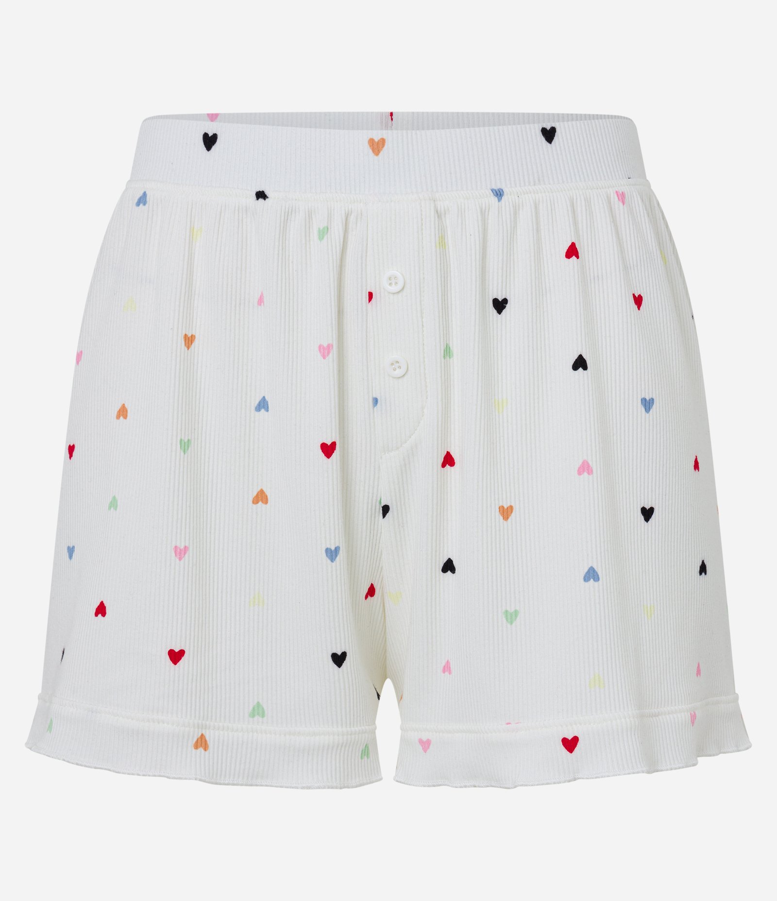Short de Pijama em Ribana com Estampa Coração Branco Neve 5