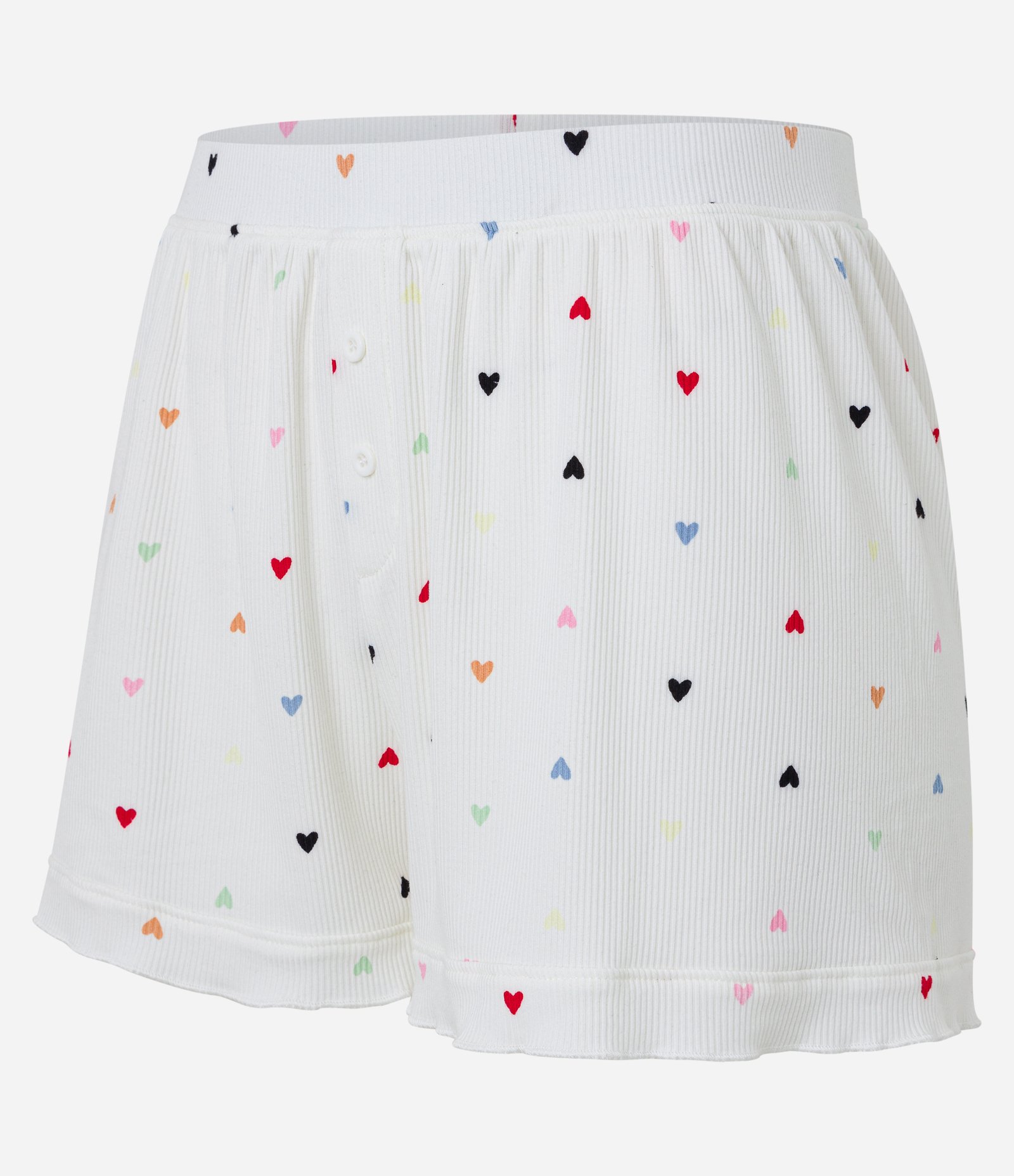 Short de Pijama em Ribana com Estampa Coração Branco Neve 6