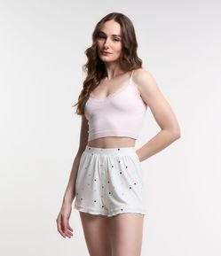 Short de Pijama em Ribana com Estampa Coração