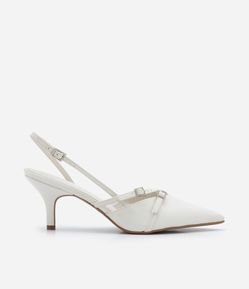 Sapato Scarpin Slingback com Fivelas e Bico Fino