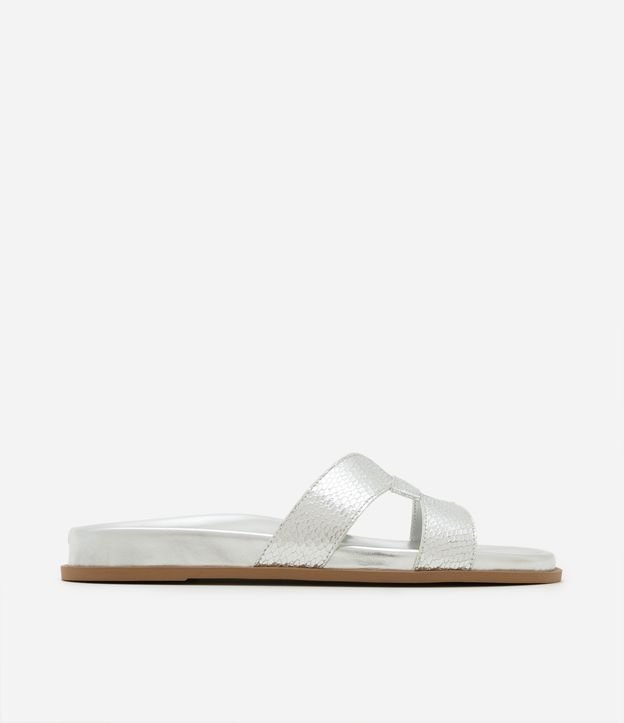 Sandália Rasteira Flat em PU com Tiras H