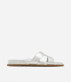 Sandália Rasteira Flat em PU com Tiras H