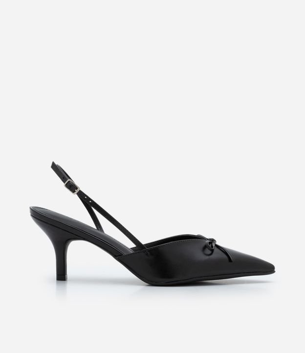 Sapato Scarpin com Salto Fino e Decote V com Laço
