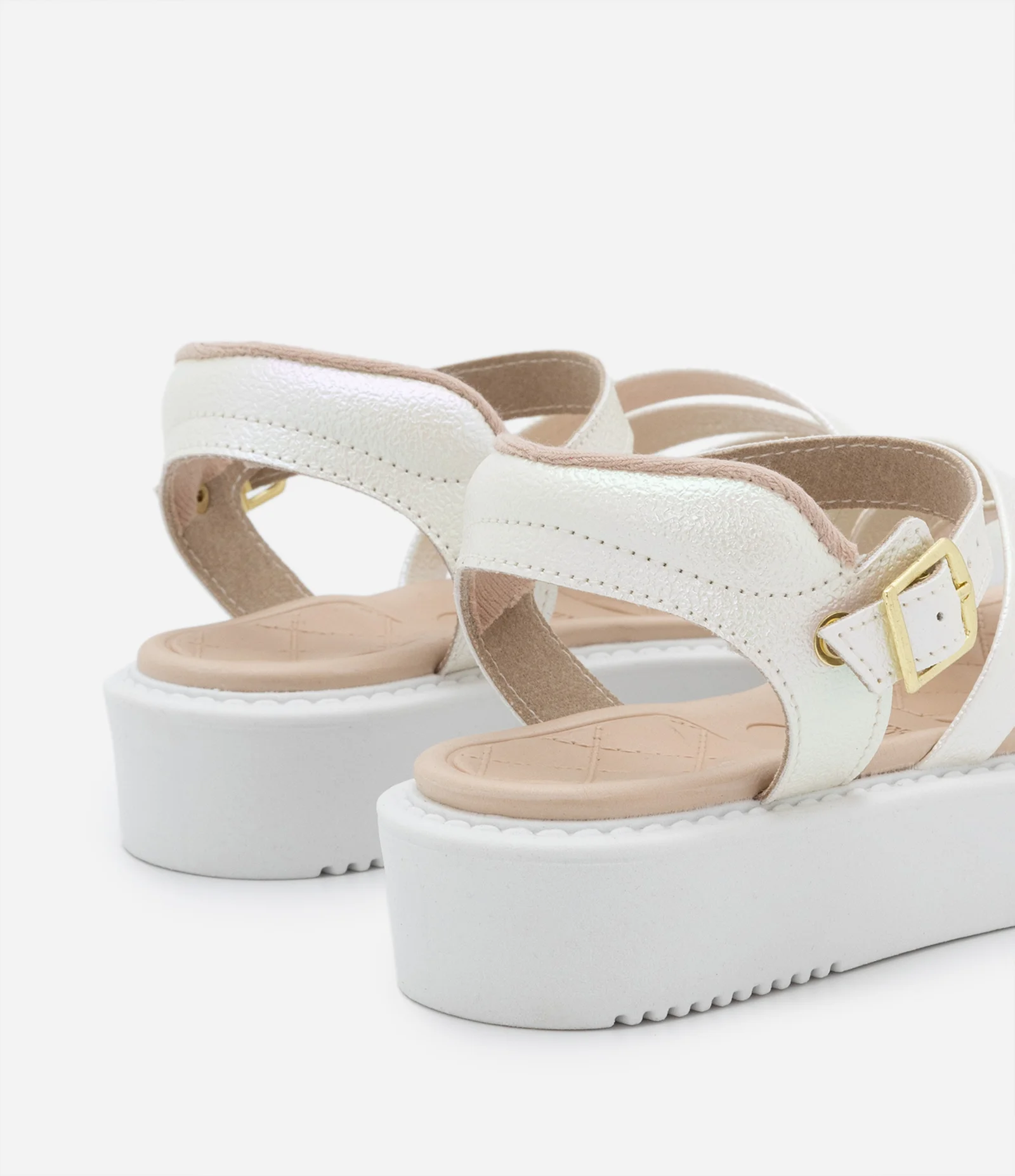 Sandália Flatform Infantil com Tiras Holográficas - Tam 25 ao 34 Branco 2