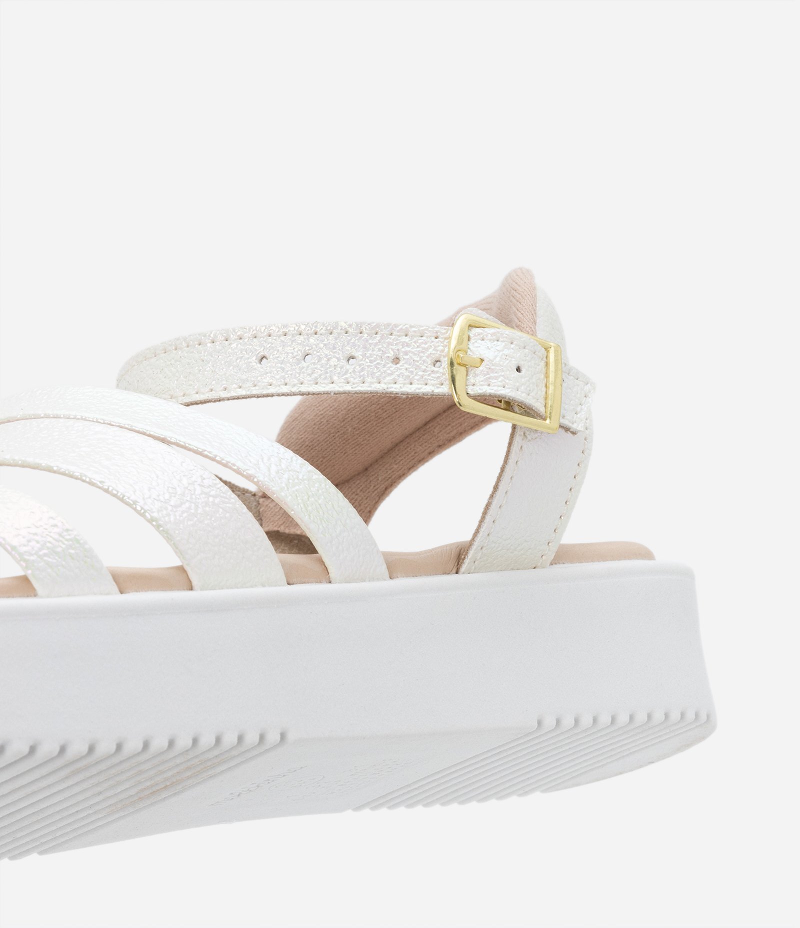 Sandália Flatform Infantil com Tiras Holográficas - Tam 25 ao 34 Branco 3