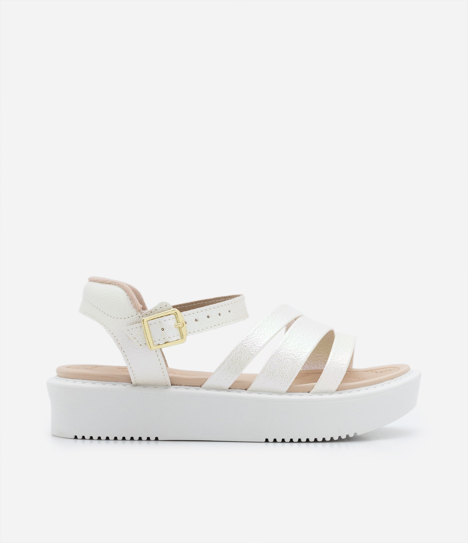 Sandália Flatform Infantil com Tiras Holográficas - Tam 25 ao 34 Branco 5