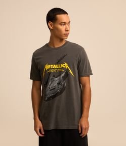 Camiseta Comfort em Algodão com Estampa Metallica