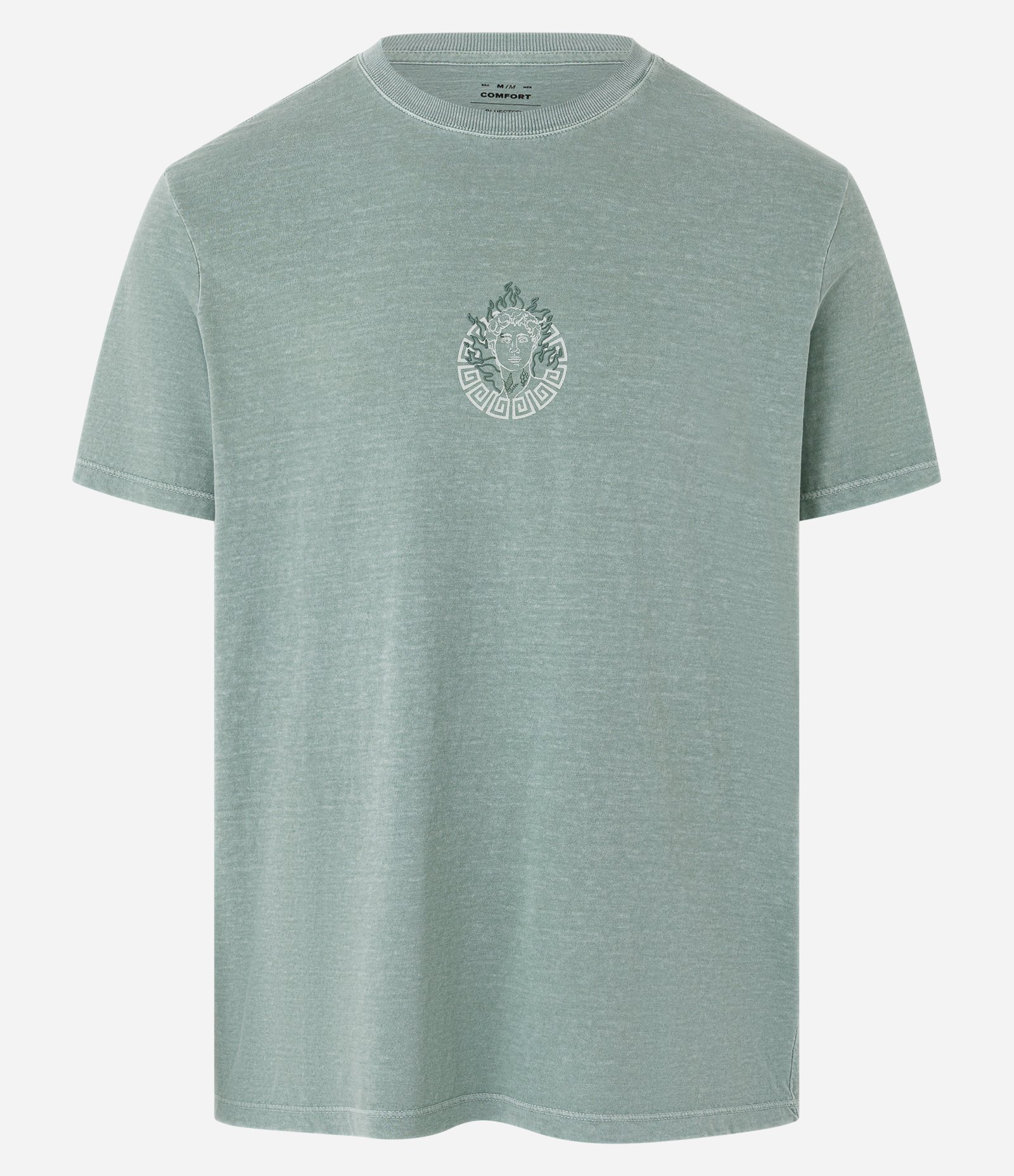 Camiseta Comfort em Algodão Estonado com Estampa de Estátua Verde 7