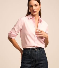 Camisa em Tricoline Listrado com Punho Largo