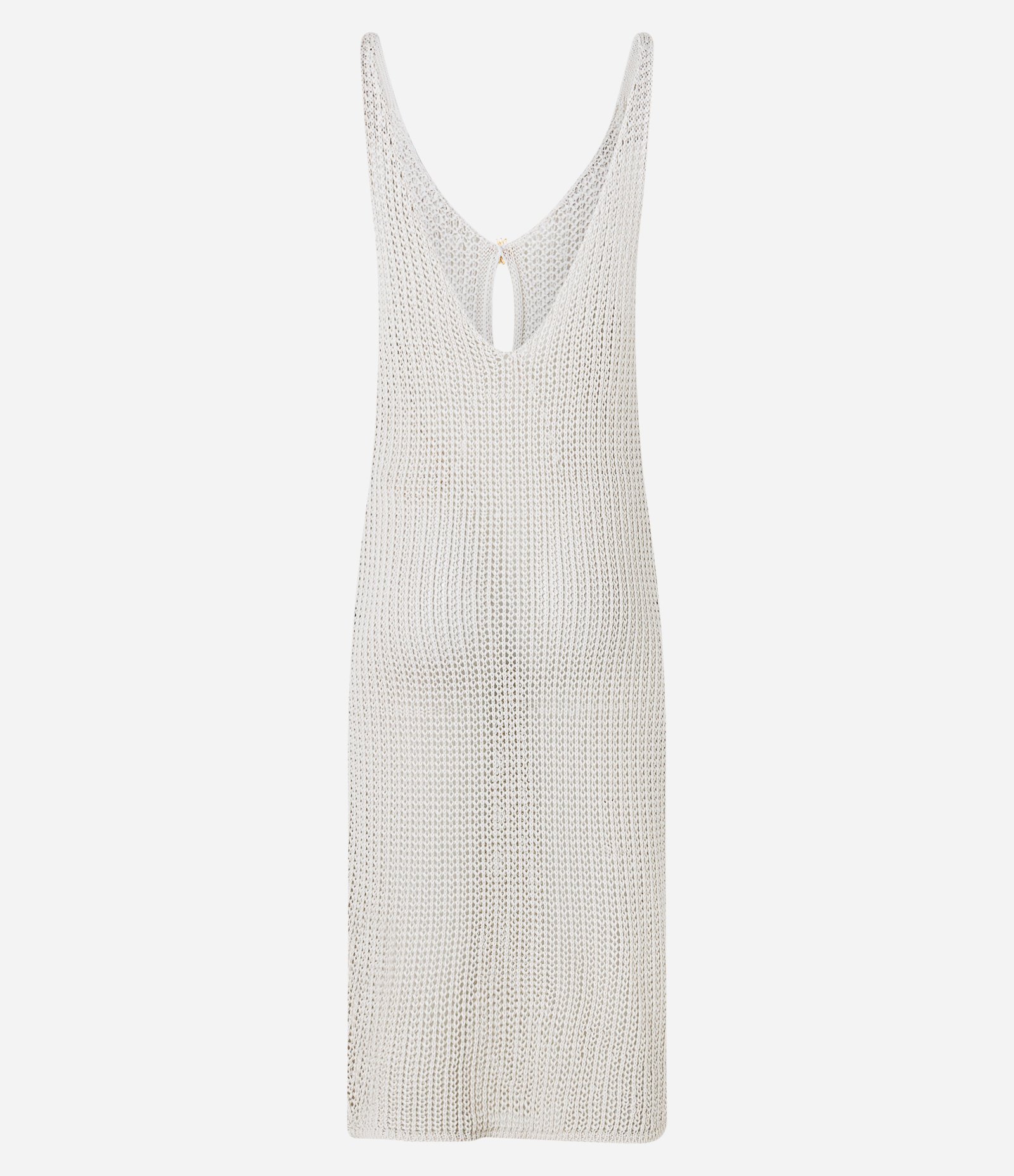 Saída de Praia Vestido em Crochê com Sol de Metal no Busto Off White 7