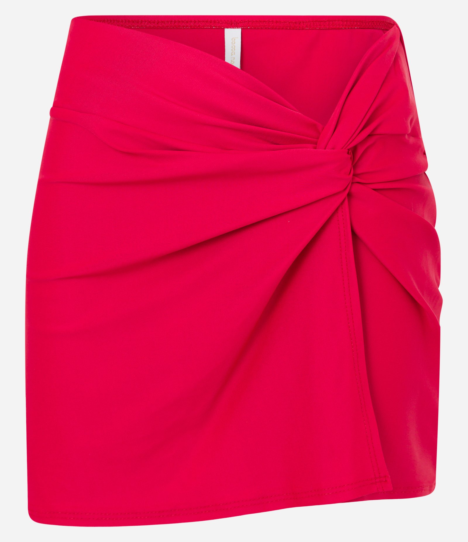 Saída Praia Saia Curta em Microfibra com Nó Lateral Vermelho 5