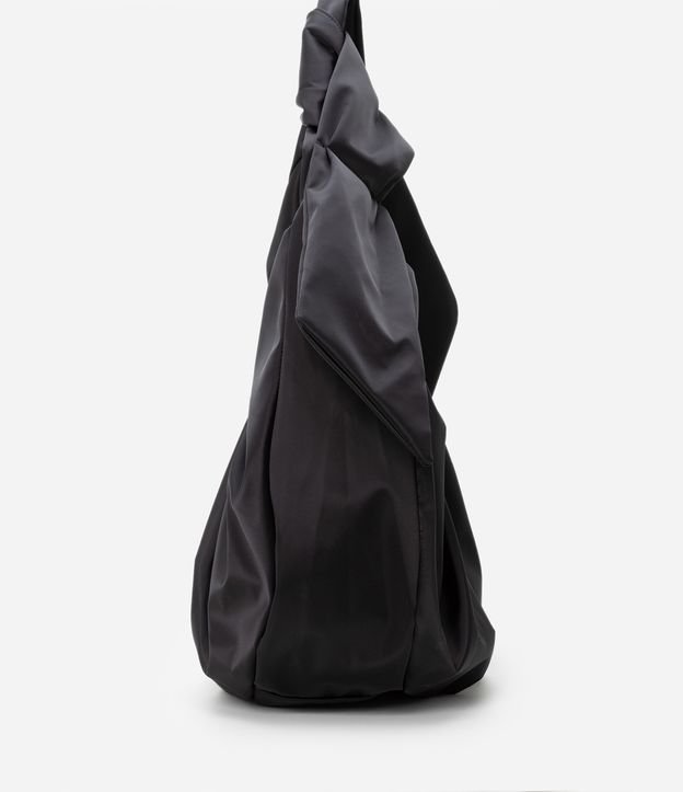 Bolsa Hobo Grande Têxtil com Detalhe de Laço