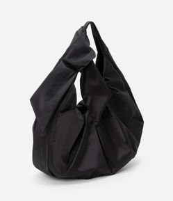 Bolsa Hobo Grande Têxtil com Detalhe de Laço