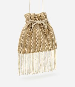 Bolsa Transversal Pequena com Miçangas e Franjas
