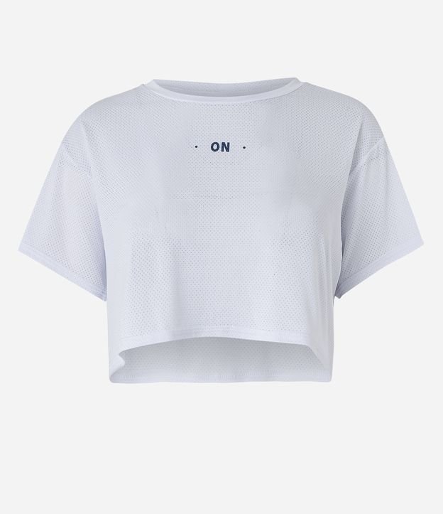 Camiseta Cropped Esportiva com Textura Furadinha
