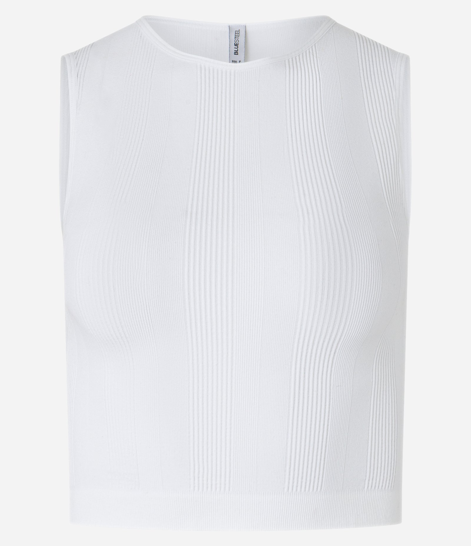 Blusa sem Manga Seamless com Textura e Decote Halter Branco 4