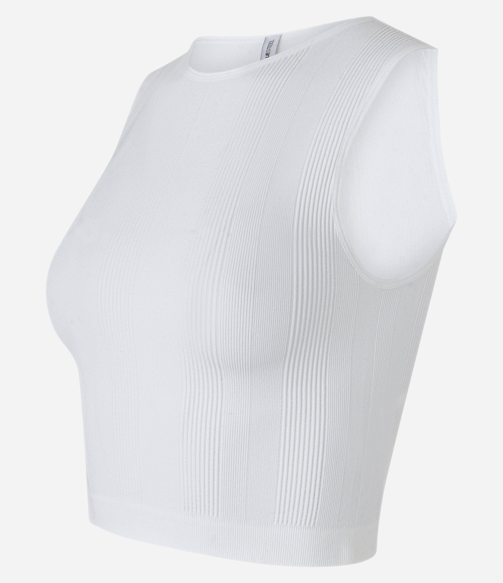 Blusa sem Manga Seamless com Textura e Decote Halter Branco 5