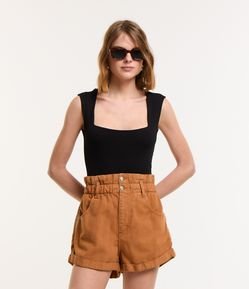 Body em Crepe com Decote Quadrado